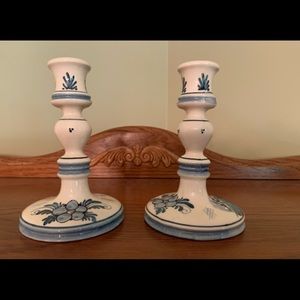 Hand painted vintage Delft candlesticks